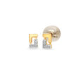 14KT Yellow Gold Radiant Rectangle Diamond Stud Earring,,hi-res view 2