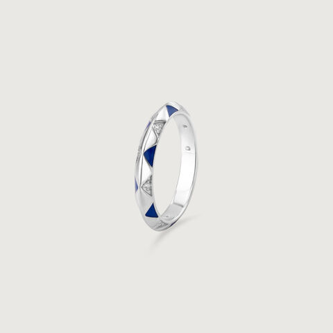 Edgy Dynamic Enamel Silver Ring