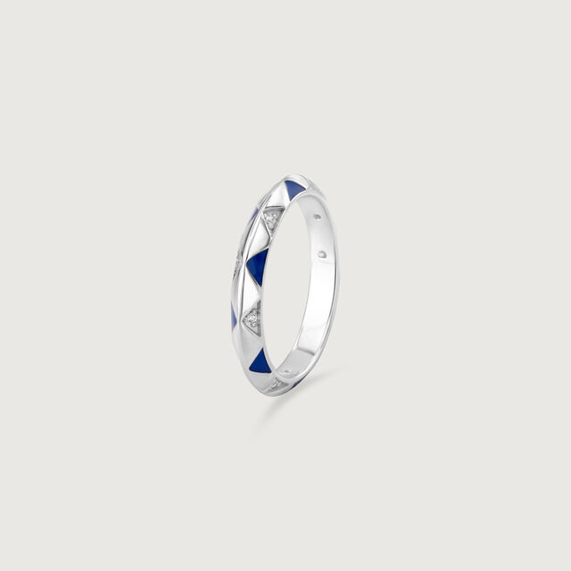 Edgy Dynamic Enamel Silver Ring,,hi-res image number null