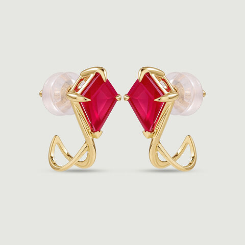 Twisted Red Gold Hoop Earrings
