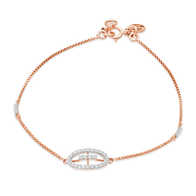 14Kt Rose Gold Unique Oval Diamond Bracelet,,hi-res view 2