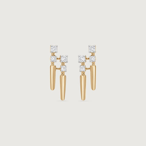 Linear Shift Diamond Stud Earrings