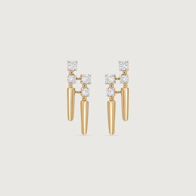 Linear Shift Diamond Stud Earrings,,hi-res image number null