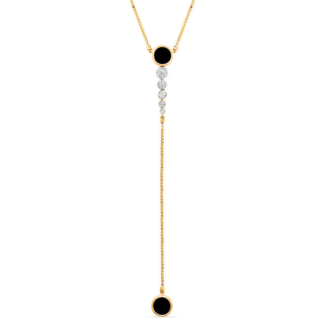 18KT Yellow Gold Charming Diamond and Onyx Necklace,,hi-res image number null