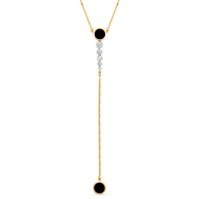 18KT Yellow Gold Charming Diamond and Onyx Necklace,,hi-res view 2