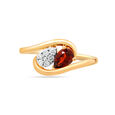 14 KT Yellow Gold Toi et Moi Diamond and Red Garnet Ring,,hi-res view 3