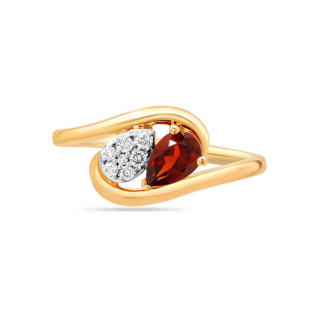 14 KT Yellow Gold Toi et Moi Diamond and Red Garnet Ring,,hi-res view 3