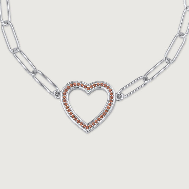 Heart Link Silver Bracelet,,hi-res image number null