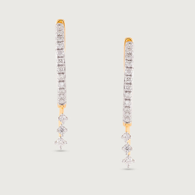 Dangle Chic Gold & Diamond Hoop Earrings,,hi-res image number null