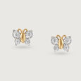 Twilight Butterfly 14KT Gold & Diamond Stud Earrings,,hi-res view 3