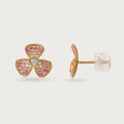 14KT Yellow Gold Floral Elegance Diamond Earrings,,hi-res view 4
