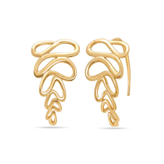 14 Kt Yellow Gold City Vines Hoop Earrings,,hi-res view 3