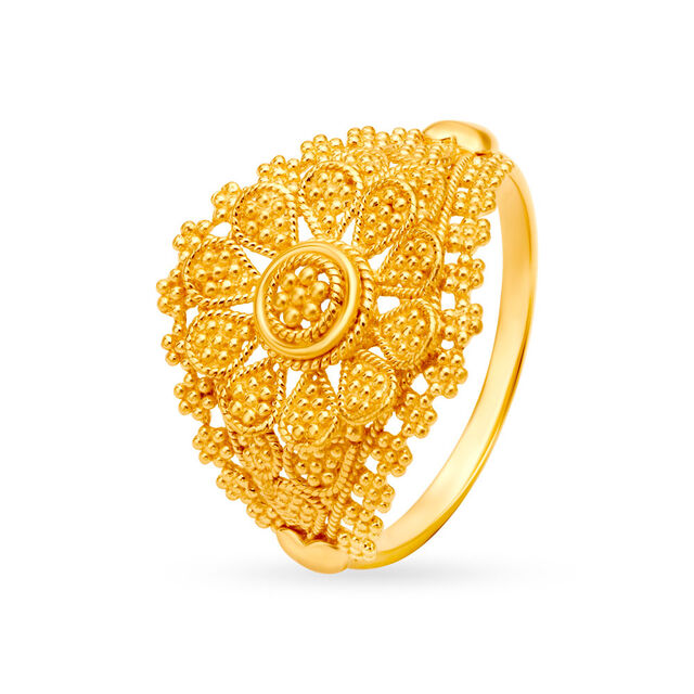 Majestic 22 Karat Yellow Gold Floral Statement Ring