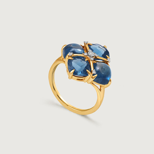 Ethereal Midnight Majesty 14KT Diamond &  London Blue Topaz Finger Ring,,hi-res image number null