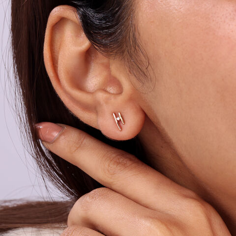 Divine Duo 14KT Yellow & Rose Gold Diamond Stud Earrings