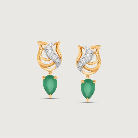 Paisley Lotus Diamond Drop Earrings