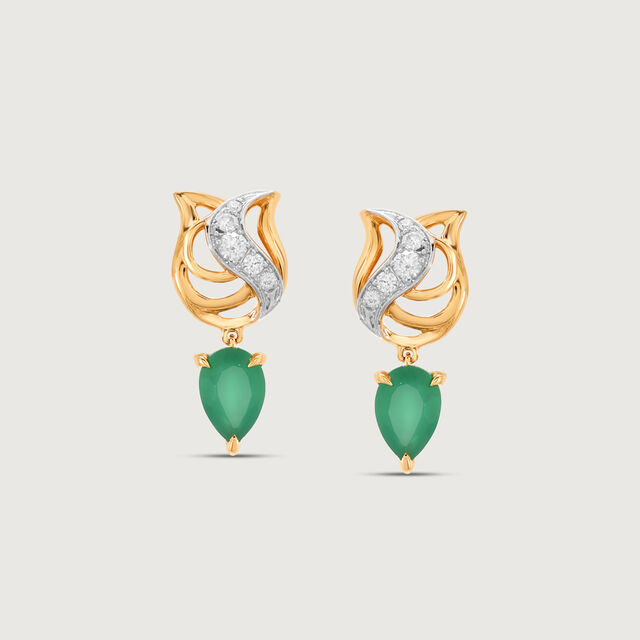 Paisley Lotus Diamond Drop Earrings,,hi-res image number null