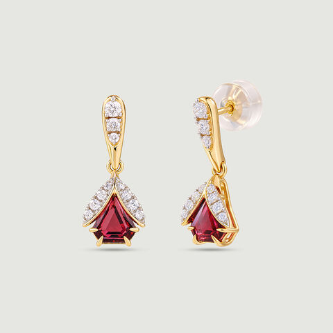 Joyful Lantern Pink Garnet Drop Earrings