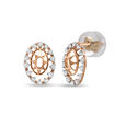 14kt Bespoke Oval Rose Gold Diamond Studded Stud Earrings,,hi-res view 2