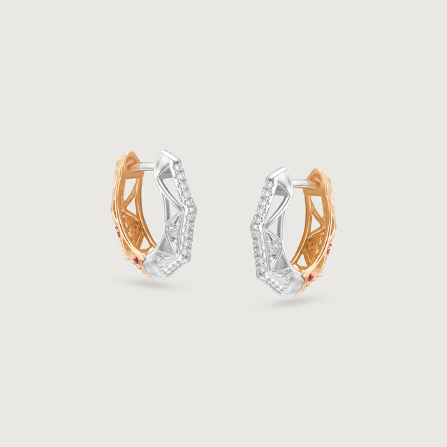 Dual Radiance Ruby & Diamond Hoop Earrings,,hi-res image number null