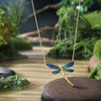 Enamel Dragonfly Gold Necklace,,hi-res view 1