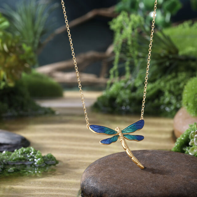 Enamel Dragonfly Gold Necklace,,hi-res image number null