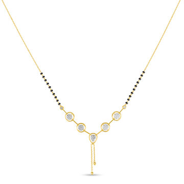 14KT Yellow Gold Diamond-studded Mangalsutra