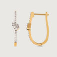 Elegant Twist Gold & Diamond Hoop Earrings,,hi-res view 4