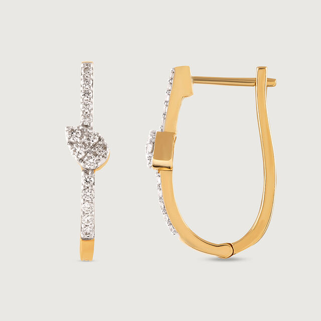 Elegant Twist Gold & Diamond Hoop Earrings,,hi-res image number null