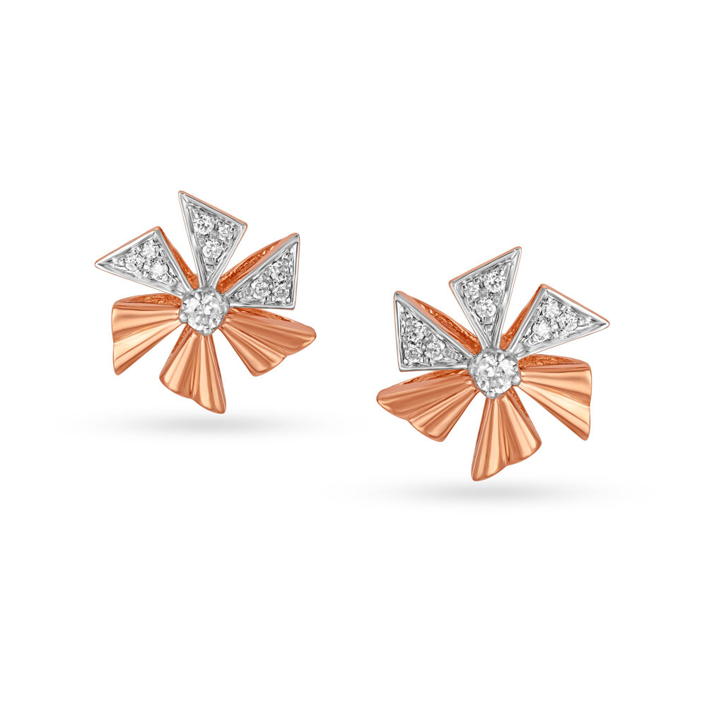 Rose gold earrings tanishq store