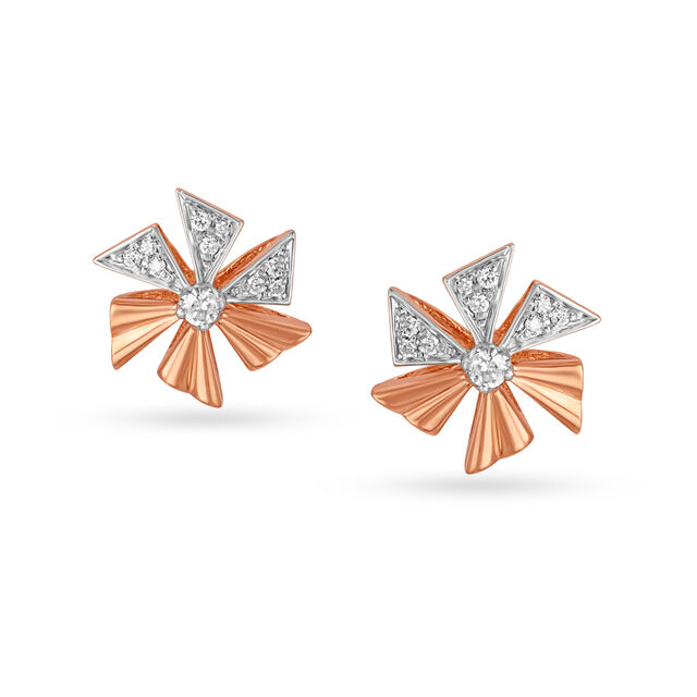 18KT Rose Gold Diamond Earrings To Treasure Her Love,,hi-res image number null