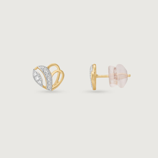 Bee Loved Heart Diamond Stud Earrings,,hi-res image number null