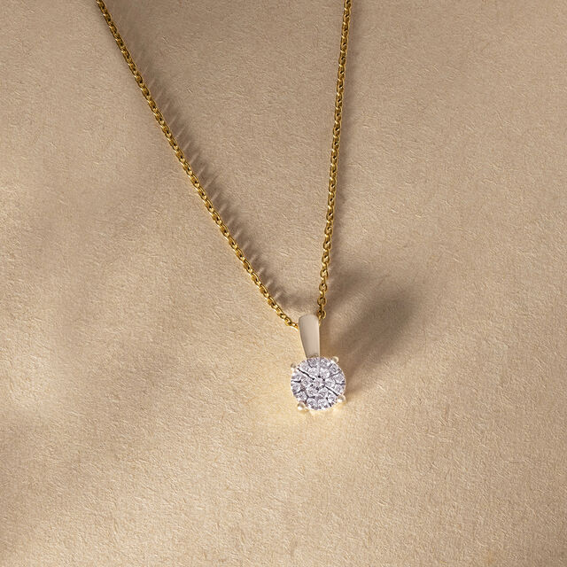 Dual Tone Gold & Diamond Pendant,,hi-res image number null