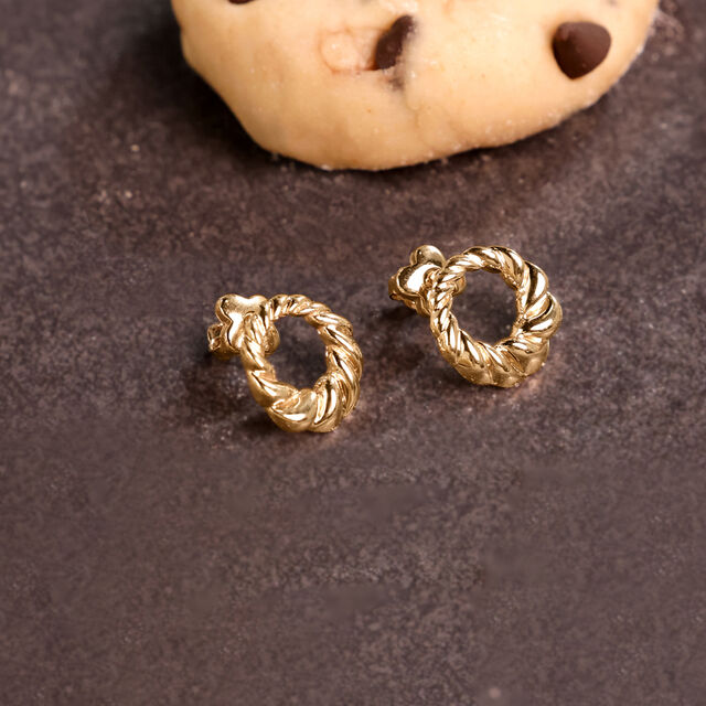 Twisted Loop Gold Stud Earrings,,hi-res image number null