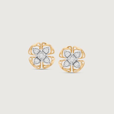 Spark Clover Diamond Stud Earrings