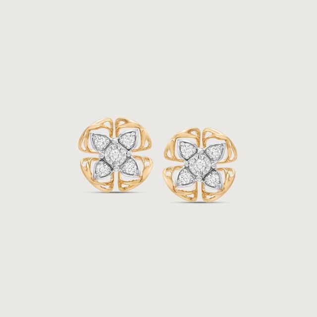 Spark Clover Diamond Stud Earrings,,hi-res image number null