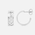 Braided Chic Silver Hoop Earrings,,hi-res view 4