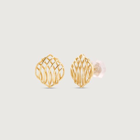 Bold Mesh Gold Stud Earrings