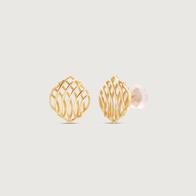 Bold Mesh Gold Stud Earrings,,hi-res image number null