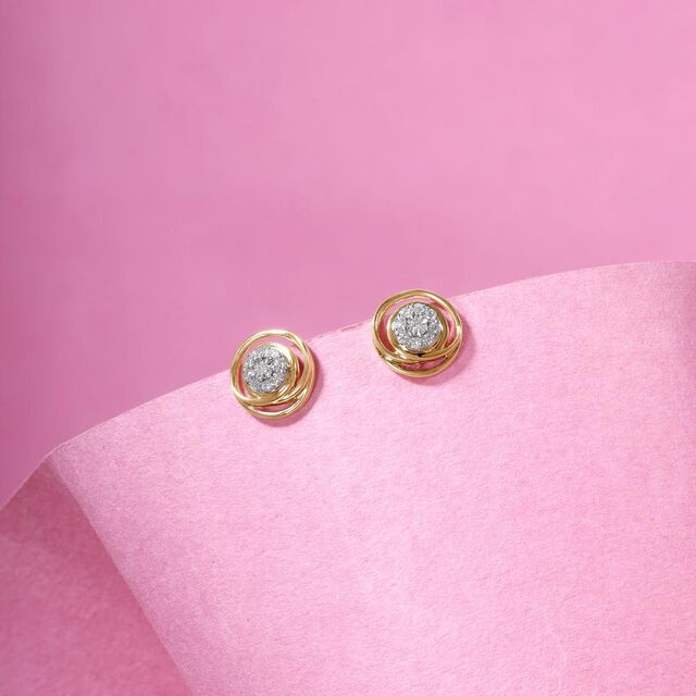 Dotted Shine Diamond Stud Earrings,,hi-res image number null