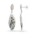 Silver Earrings For Women In Dragonfly Wing Design Embellished With Multi-Coloured Mother Of Pearls,,hi-res view 2