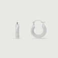Braided Shine Silver Hoop Earrings,,hi-res view 4