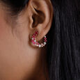 Radiant Graduated Sapphire and Ruby Stud Earrings,,hi-res view 2