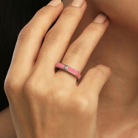Pink Edge Silver Ring