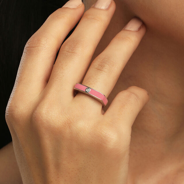 Pink Edge Silver Ring,,hi-res image number null