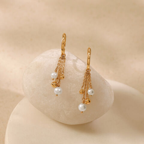 Playful Cascade Pearl Hoop Earrings