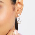 Sleek Pearl Silver Drop Earrings,,hi-res view 2