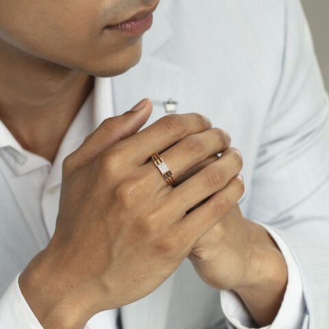 Clean Cuts Gold & Diamond Finger Ring for Men