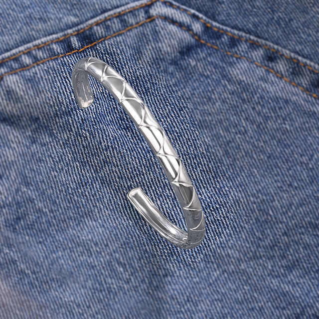 Textured Edge Silver Kada,,hi-res image number null