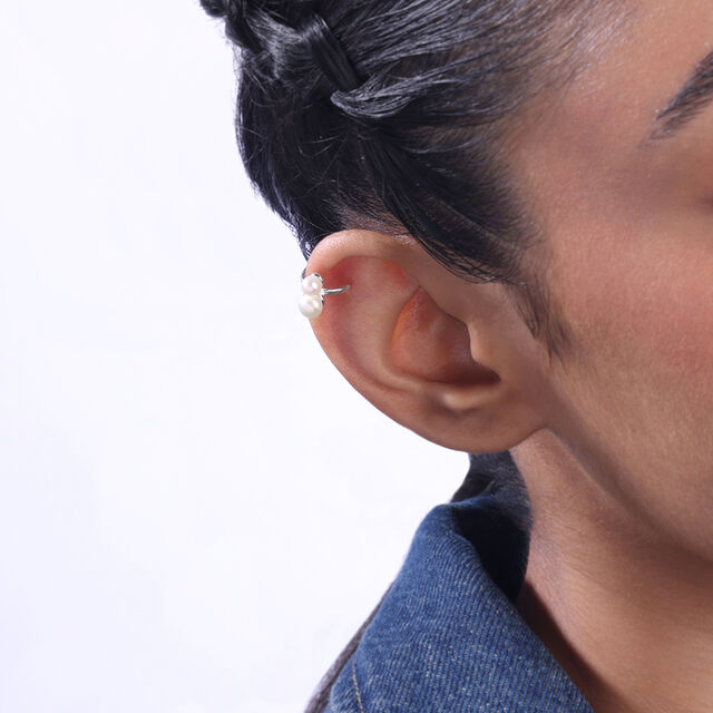 Bubble Bloom Silver Hoop Earrings,,hi-res image number null